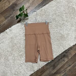 Offline by Aerie Size Small Brown Ribbed High Waisted Athleisure Biker Shorts